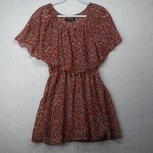 Forever 21 Cape Shoulder Baby Doll‎ Dress Size S/P Orange Black White